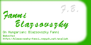 fanni blazsovszky business card